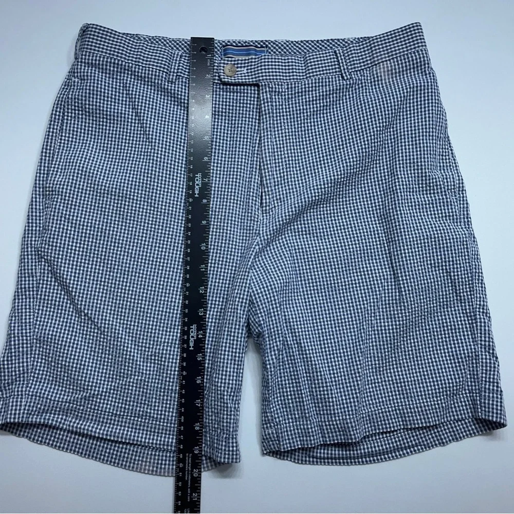 Peter Millar Seersucker Shorts Mens Size 34 Blue Checked 8.5” Inseam        READ